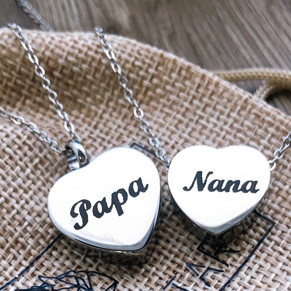 Jewelry - Nana Papa Love urn heart ashes cremation necklace